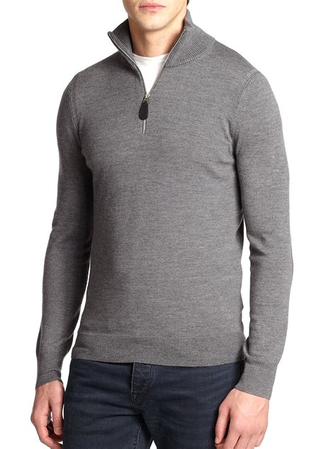 burberry merino wool half-zip sweater|Wool Half.